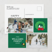 Peanuts Kerstmis Snoopy krans Familie Foto Feestdagenkaart (Voorkant / Achterkant)