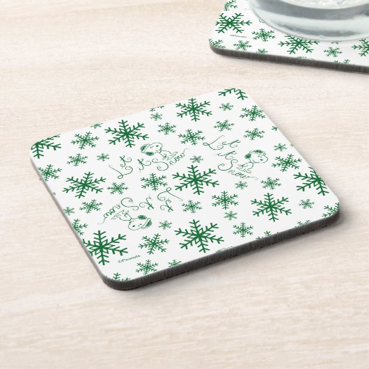 Peanuts | Kerstmis Snoopy Laat het sneeuwpatroon Bier Onderzetter (Linkerzijde)