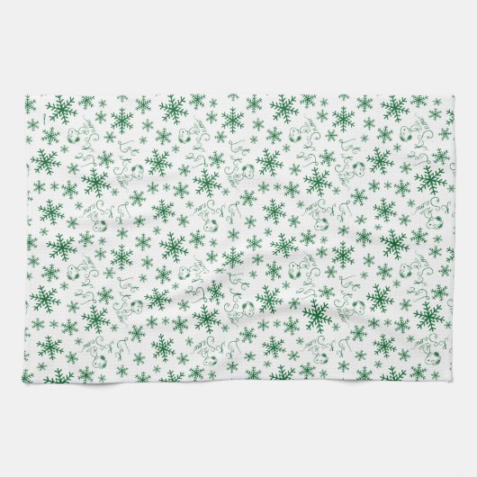 Peanuts | Kerstmis Snoopy Laat het sneeuwpatroon Theedoek (Horizontaal)