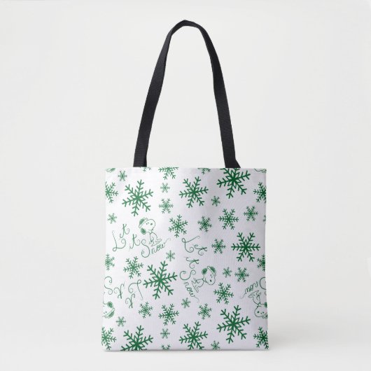 Peanuts | Kerstmis Snoopy Laat het sneeuwpatroon Tote Bag (Voorkant)