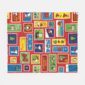 Peanuts | Kerstpostzegels Patroon Fleece Deken (Voorkant (Horizontaal))