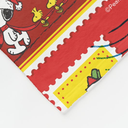 Peanuts | Kerstpostzegels Patroon Fleece Deken (Hoek)