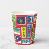 Peanuts | Kerstpostzegels Patroon Papieren Bekers (Links)