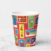 Peanuts | Kerstpostzegels Patroon Papieren Bekers (Voorkant)