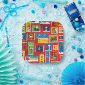 Peanuts | Kerstpostzegels Patroon Papieren Bordje (Feest)