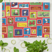 Peanuts | Kerstpostzegels Patroon Theedoek (Gevouwen)