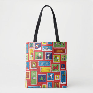 Peanuts   Kerstpostzegels Patroon Tote Bag