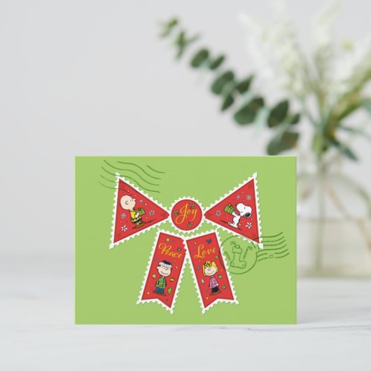 Peanuts | Kerststrik postzegels Feestdagenkaart (Staand voorkant)