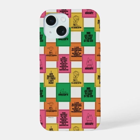 Peanuts | Leuke Kleurenblok Patroon iPhone 15 Case (Achterkant)