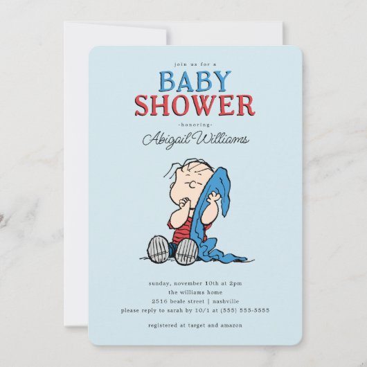 Peanuts | Linus en Blanket Boy Baby shower Kaart (Voorkant)