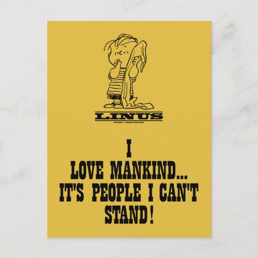 Peanuts | Linus houdt van de mensheid Briefkaart (Voorkant)
