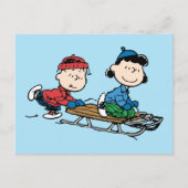 Peanuts | Linus & Lucy Sled rijden Feestdagenkaart (Voorkant)