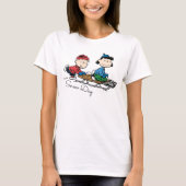Peanuts | Linus & Lucy Sled rijden T-shirt (Voorkant)