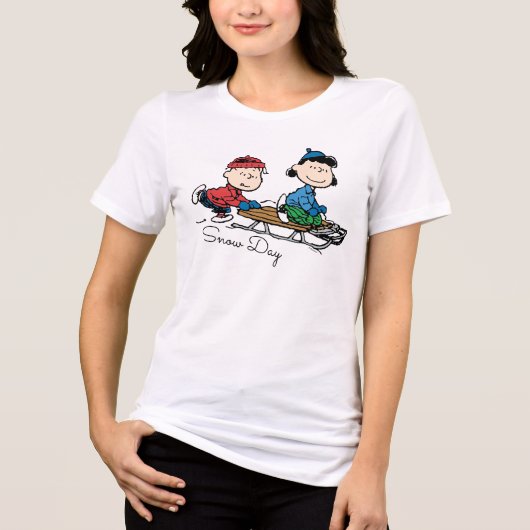 Peanuts | Linus & Lucy Sled rijden Tri-Blend Shirt (Voorkant)