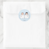 Peanuts | Linus & Lucy Sneeuwmannen Ronde Sticker (Tas)