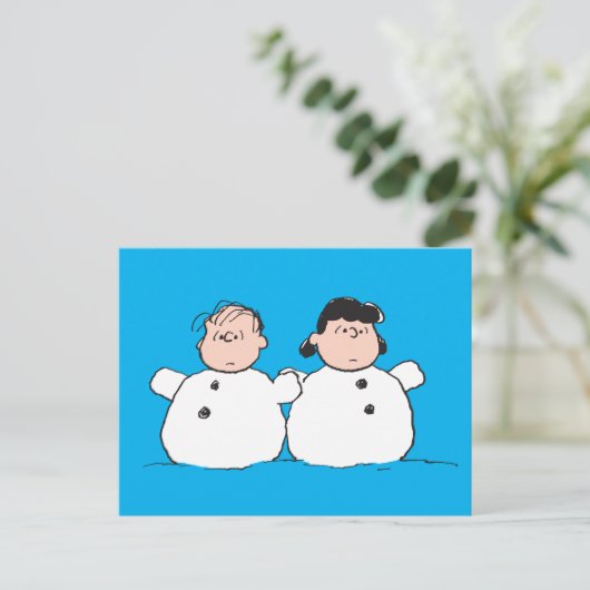 Peanuts | Linus & Lucy Snowmen Briefkaart (Staand voorkant)