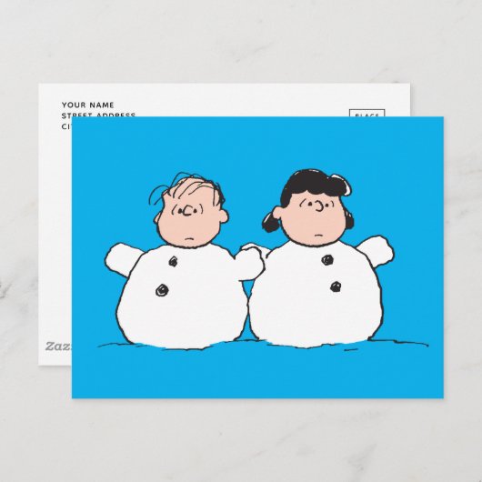 Peanuts | Linus & Lucy Snowmen Briefkaart (Voorkant / Achterkant)