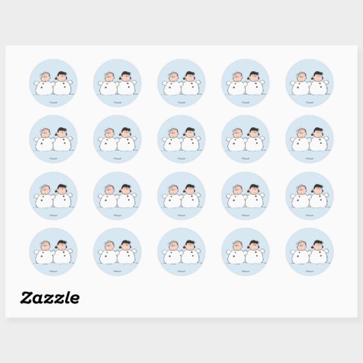 Peanuts | Linus & Lucy Snowmen Ronde Sticker (Vel)