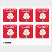 Peanuts | Linus Portret PRETTIGE FEESTDAGEN | Vierkante Sticker (Vel)