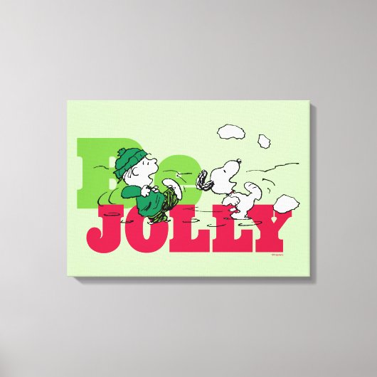 Peanuts | Linus & Snoopy Be Jolly Canvas Afdruk (Voorkant)