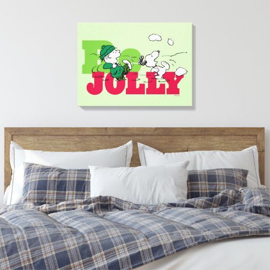 Peanuts | Linus & Snoopy Be Jolly Canvas Afdruk (Insitu (Slaapkamer))