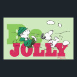 Peanuts | Linus & Snoopy Be Jolly Rechthoekige Sticker<br><div class="desc">Bekijk dit leuke Peanuts Christmas-ontwerp.</div>