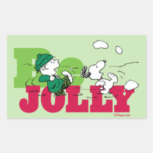 Peanuts Linus & Snoopy Be Jolly Rechthoekige Sticker