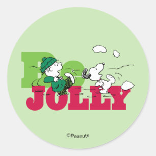 Peanuts   Linus & Snoopy Be Jolly Ronde Sticker