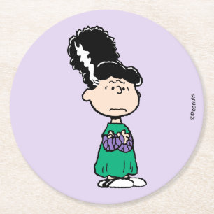Peanuts Lucy Bruid Van Frankenstein Halloween Ronde Kartonnen Onderzetter