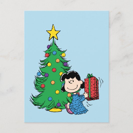 Peanuts | Lucy Christmas Tree Feestdagenkaart (Voorkant)