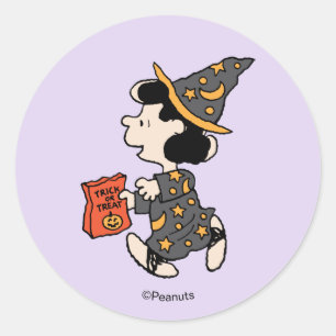 Peanuts Lucy Heksenkostuum Halloween Ronde Sticker