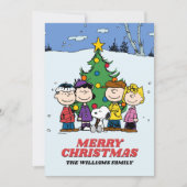 Peanuts Merry Kerstmis | Foto en naam toevoegen Feestdagenkaart (Voorkant)