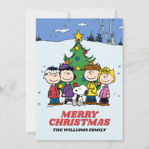 Peanuts Merry Kerstmis   Foto en naam toevoegen Feestdagenkaart