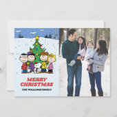 Peanuts Merry Kerstmis | Foto en naam toevoegen Feestdagenkaart (Voorkant)