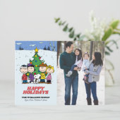 Peanuts Merry Kerstmis | Foto en naam toevoegen Feestdagenkaart (Staand voorkant)