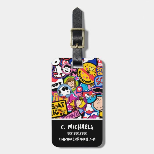Peanuts | Mixtape-patchpatroon Bagagelabel (Voorkant verticaal)