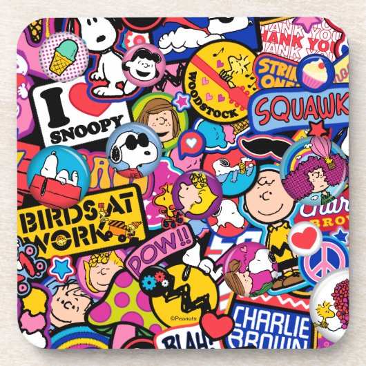 Peanuts | Mixtape-patchpatroon Bier Onderzetter (Voorkant)