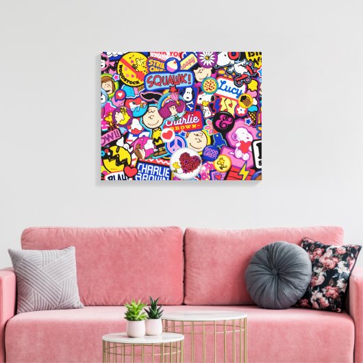Peanuts | Mixtape-patchpatroon Canvas Afdruk (Insitu (Woonkamer))