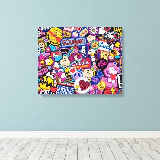 Peanuts | Mixtape-patchpatroon Canvas Afdruk (Insitu (Houten vloer))