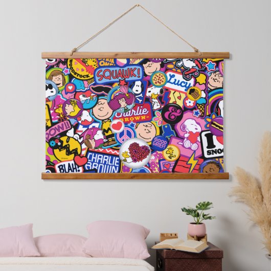 Peanuts | Mixtape-patchpatroon Hangend Wandkleed (Slaapkamer)