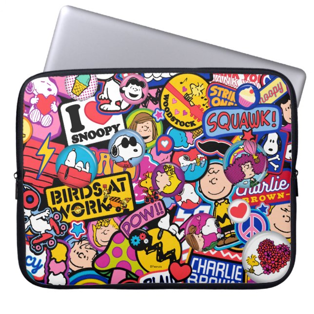 Peanuts | Mixtape-patchpatroon Laptop Sleeve (Voorkant)