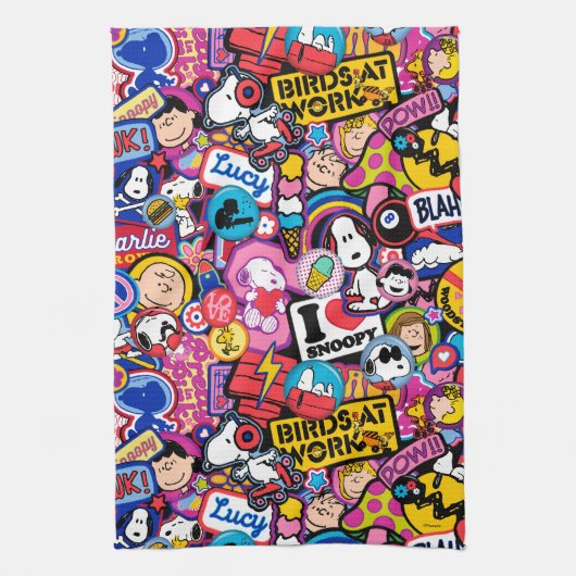 Peanuts | Mixtape-patchpatroon Theedoek (Verticaal)