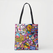 Peanuts | Mixtape-patchpatroon Tote Bag (Voorkant)