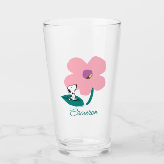 Peanuts | Natuur illustreren | Jouw namen toevoege Glas (Voorkant)