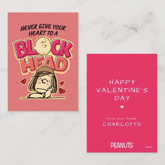 Peanuts | Never Give Your Heart To A Blockhead Notitiekaartje (Voorkant / Achterkant)