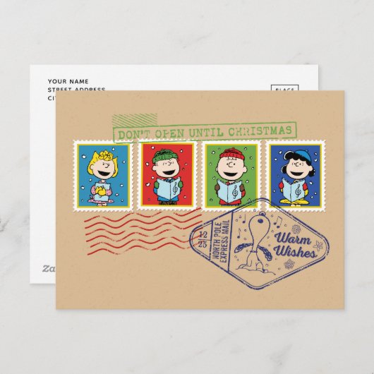 Peanuts | Niet openen tot Kerstmis Feestdagenkaart (Voorkant / Achterkant)