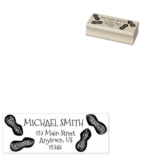 Peanuts Nuts Snack Junk Food Nutty Adres Rubberstempel (Gestempeld)