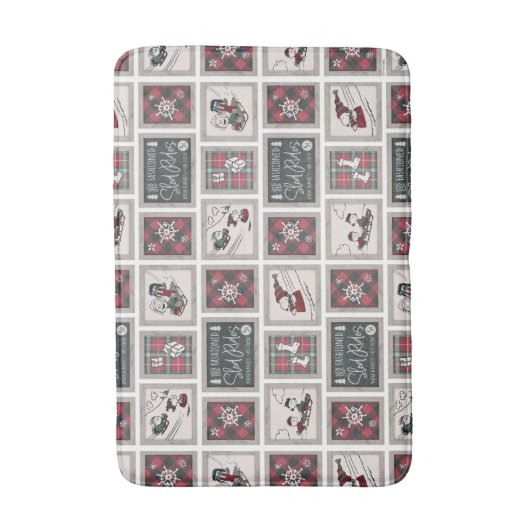 Peanuts | Ouderwets slee ritten patroon Badmat (Voorkant Verticaal)