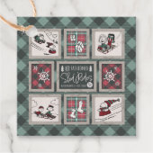 Peanuts | Ouderwets slee ritten patroon Bedankjes Labels (Voorkant)