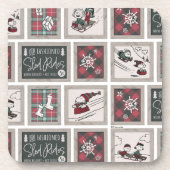 Peanuts | Ouderwets slee ritten patroon Bier Onderzetter (Voorkant)